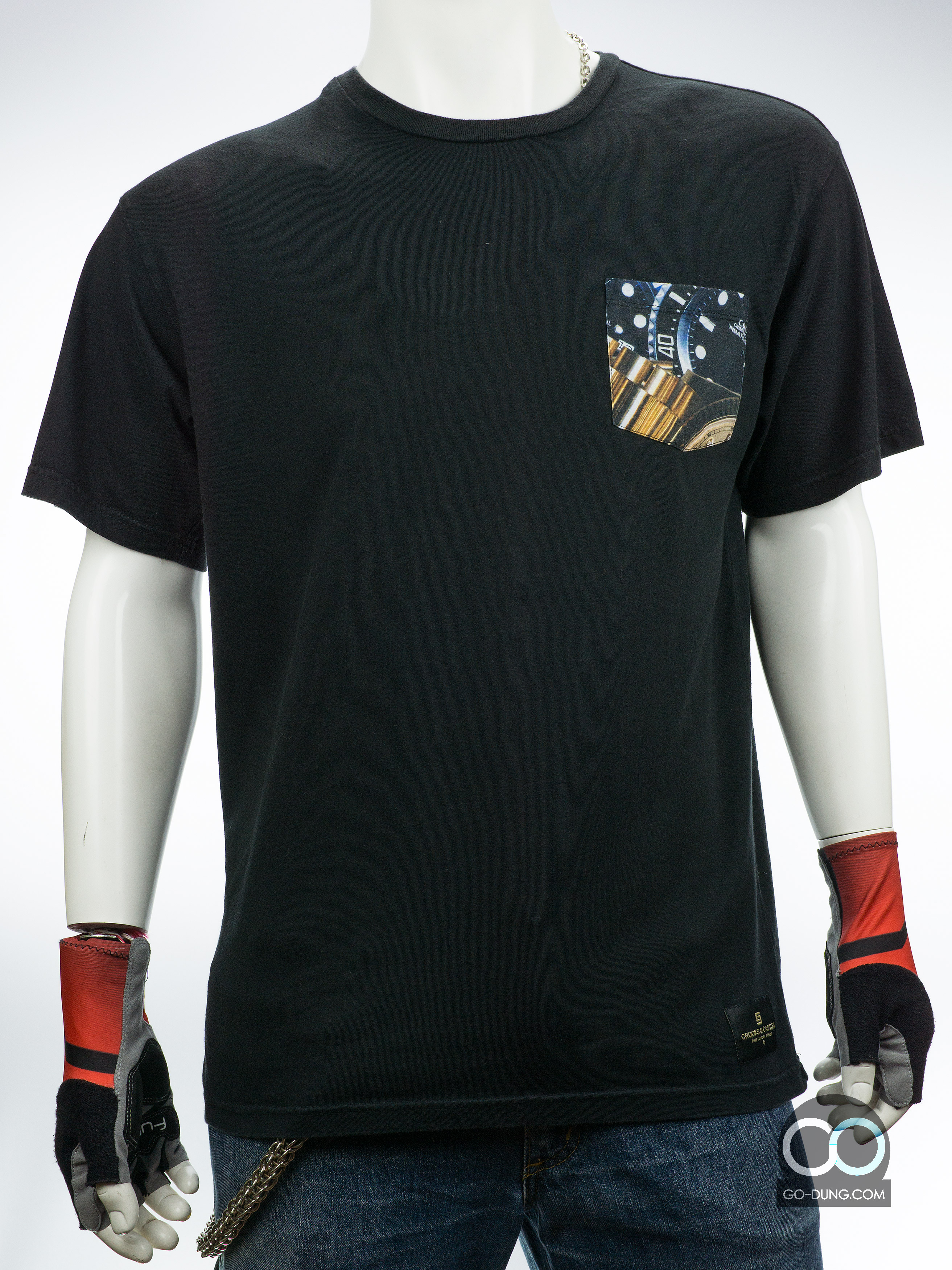 เสื้อยืดมือสอง CROOKS : CROOKS & CASTLES มีกระเป๋าที่หน้าอก ผ้า 100 คอตตอน