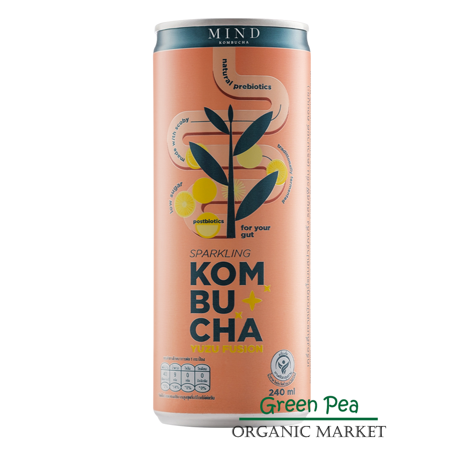 MIND KOMBUCHA Sparkling คอมบูชะ สปาร์คกลิ้ง ขนาด 240 ml สูตรน้ำตาลน้อย