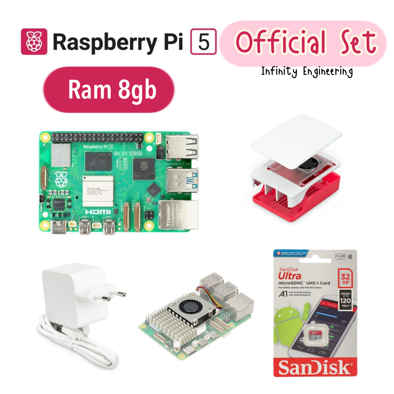 Raspberry Pi 5 ram 8gb Official Kit ล็อตใหม่ล่าสุด พร้อมส่งจากไทย