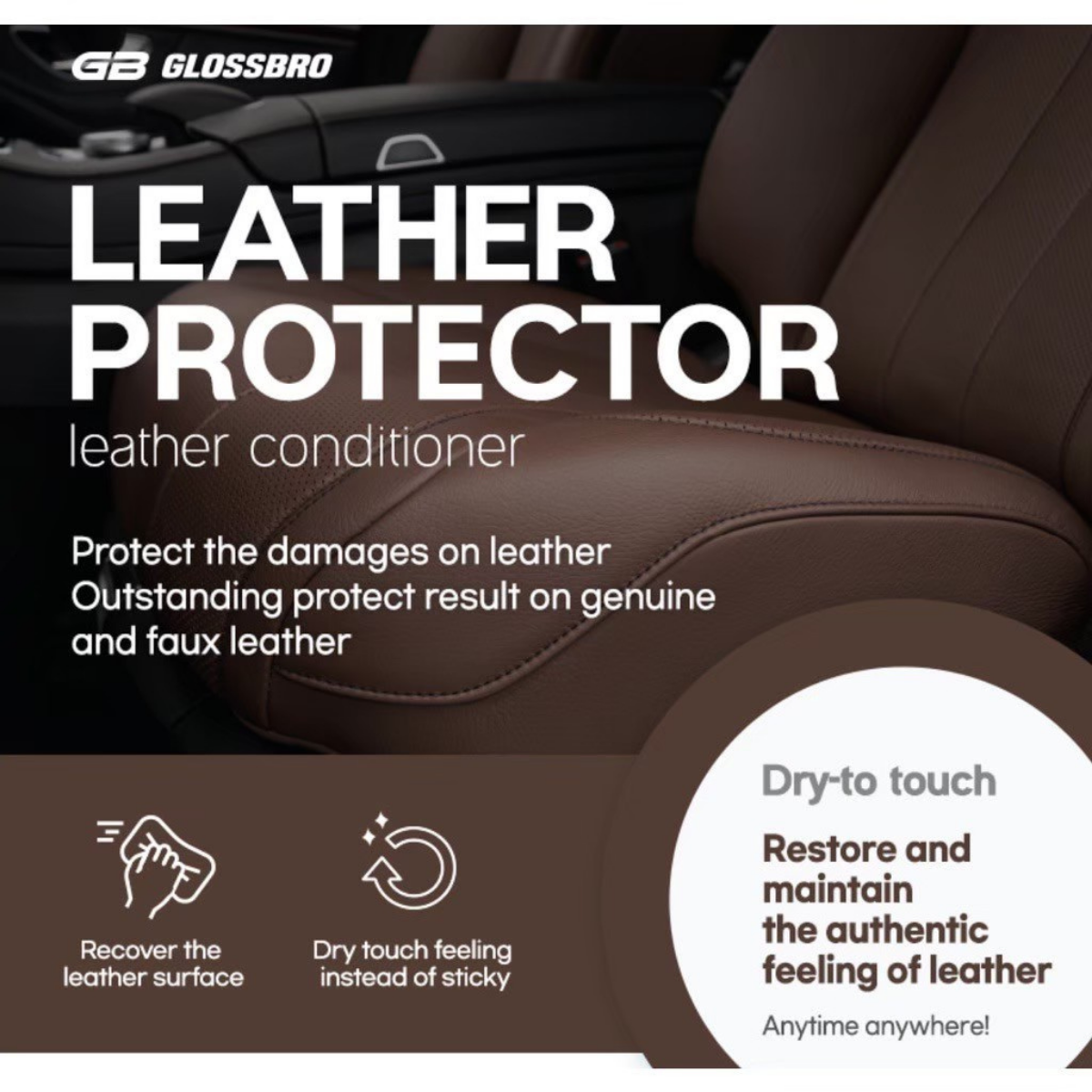 GLOSSBRO Premium Leather Protector, สเปรย์ปกป้องและบำรุงหนังพรีเมียม 500ml