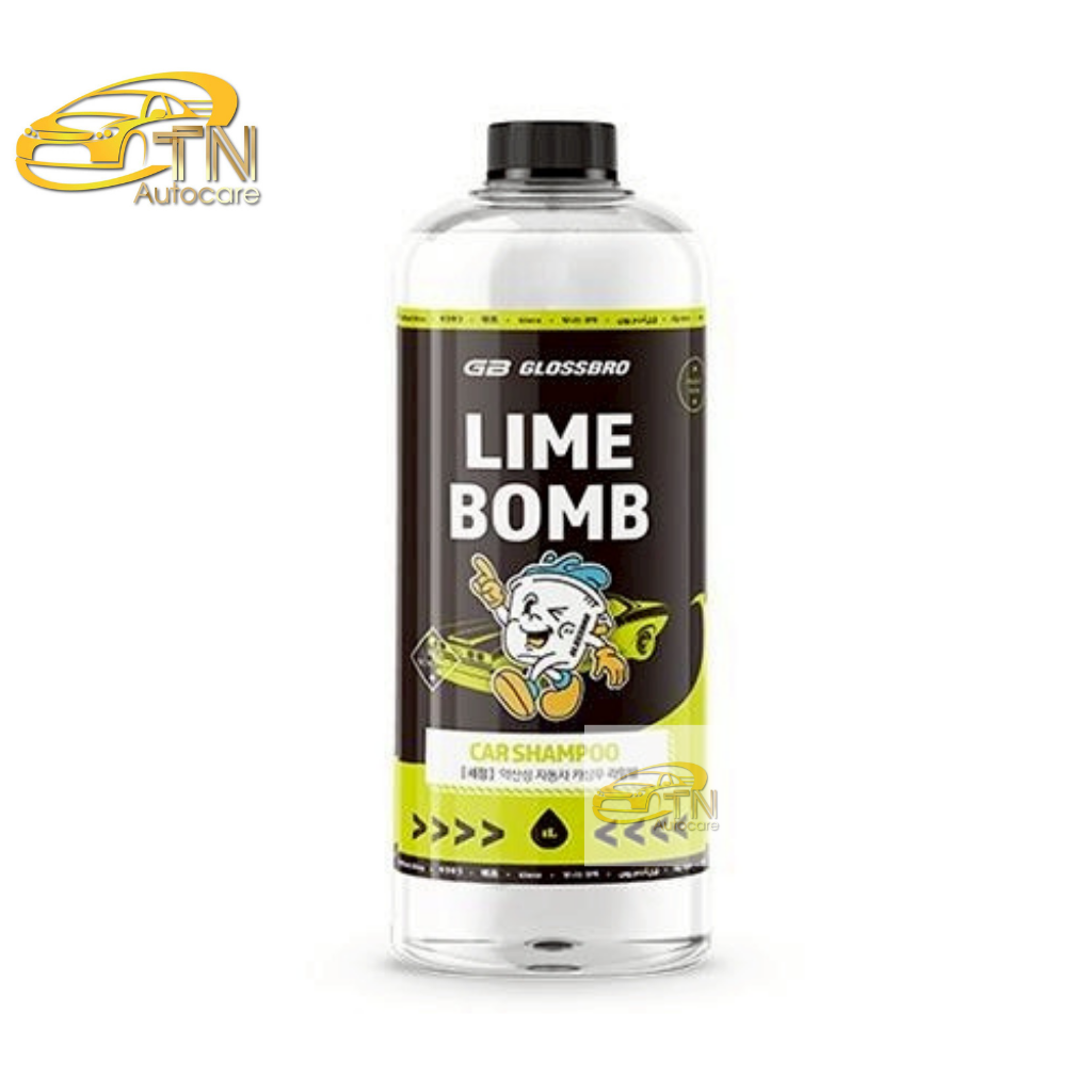 GLOSSBRO Lime Bomb, แชมพูล้างรถพรีเมี่ยมสูตรขจัดคราบน้ำและคราบสกปรกฝังแน่น 1L