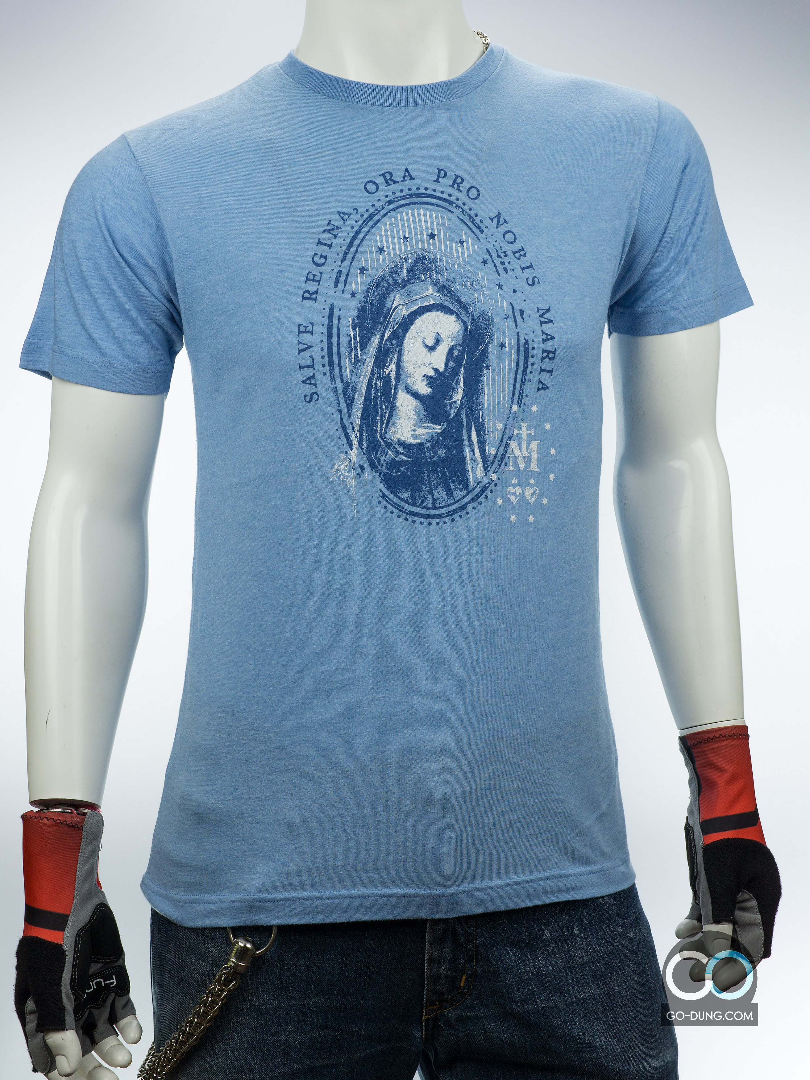 เสื้อยืดมือสอง TULTEX : SALVE REGINA ORA PRO NOBIS MARIA ผ้าบาง ผ้าผสม 35/65