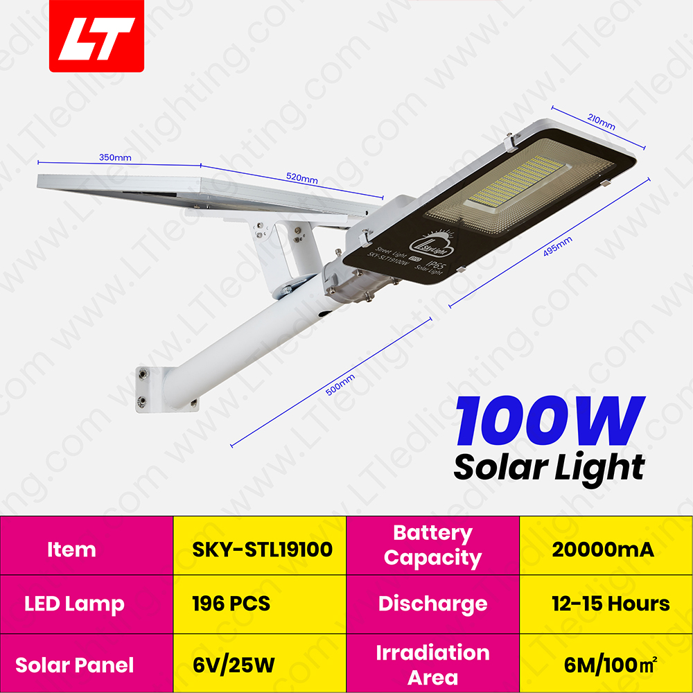 SKYBIRD โคมไฟถนนโซล่าเซลล์ 100W-300W รุ่นSKY-SLT19 daylight/warmwhite โคมไฟถนนโซล่าเซลล์ Streetlight