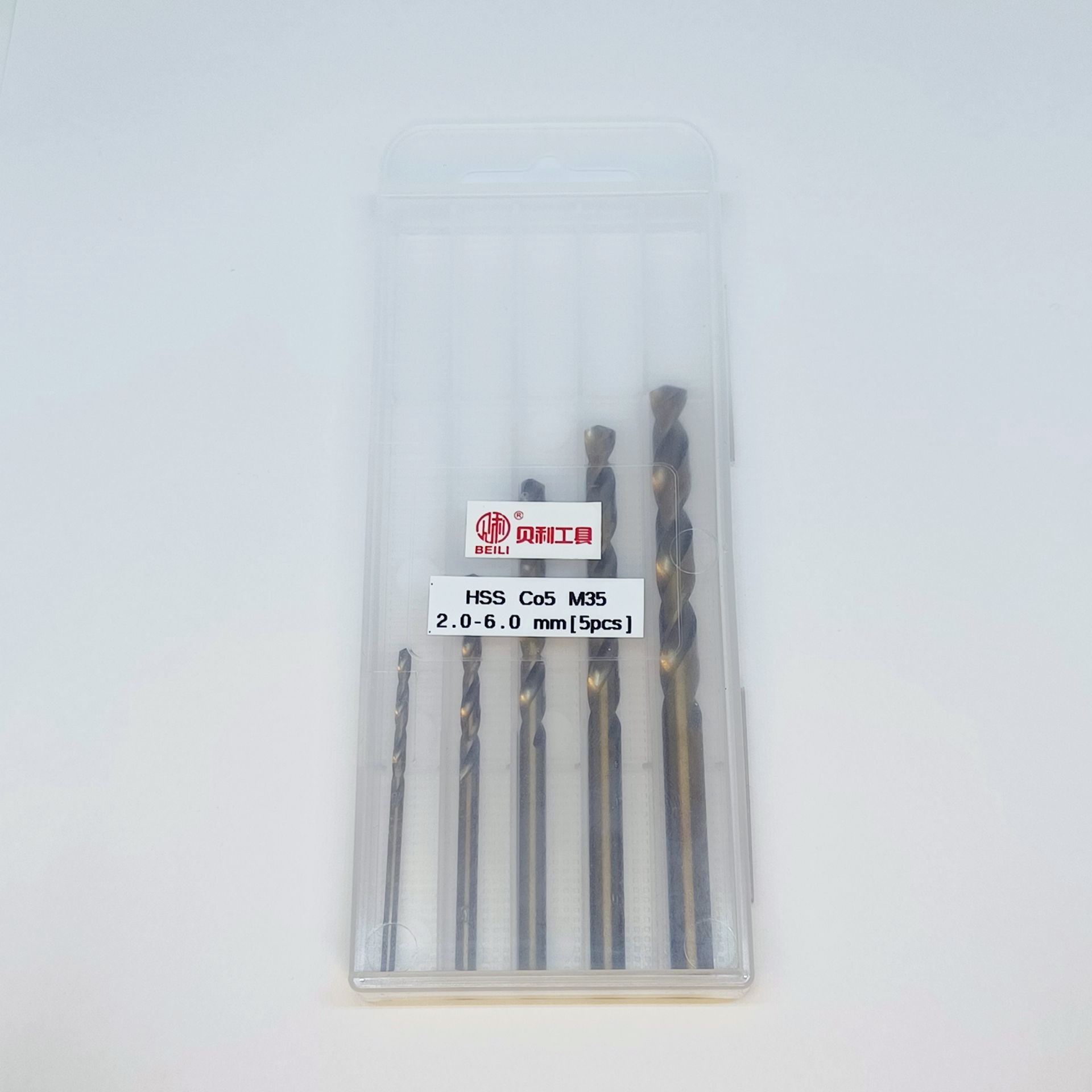 OPP Beili ชุดดอกสว่านโคบอลต์ HSS Co5 M35 ขนาด 2.0-6.0 mm [5pcs] กล่องพลาสติก สำหรับเจาะสแตนเลส เจาะเหล็ก