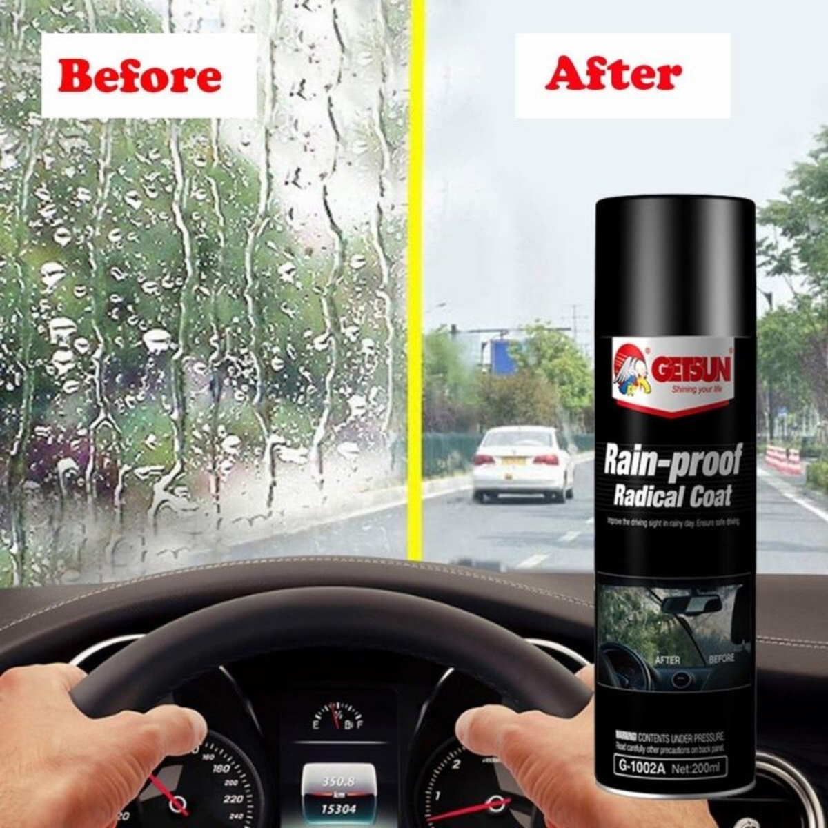 Getsun glass coating น้ำยาเคลือบกระจกกันน้ำ น้ำยาเคลือบกันฝน 200 ml.