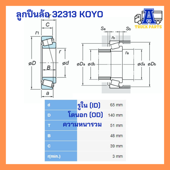 ลูกปืนล้อ KOYO, ตลับลูกปืน, ตลับลูกปืนเตเปอร์, TAPERED ROLLER BEARING 32215, 32216, 32217, 32218, 32219, 218248/10, 33118, 33213, 32310, 32313