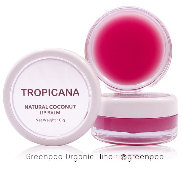 ลิปบาล์มTropicanaน้ำมันมะพร้าว สูตร NON PRESERVATIVE กลิ่น POMEGRANATE JOYFUL ขนาด 10 G