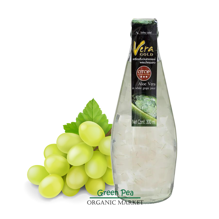 VERA GOLD ALOE VERA DRINK เวร่า โกลด์ เครื่องดื่ม ขนาด 300 ml. น้ำว่านหางจระเข้ อร่อยกับเนื้อ ว่านหางจระเข้ ไม่เจือสีสังเคราะห์ เจ ทานได้