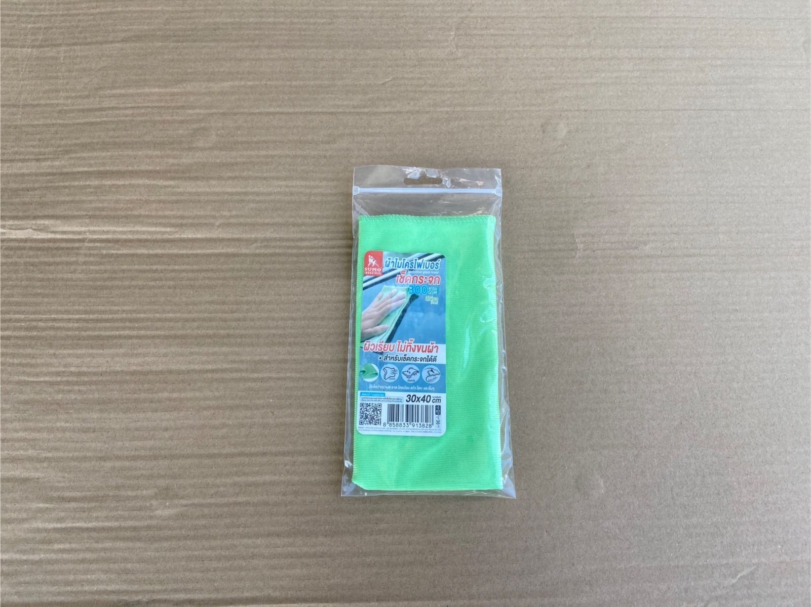 ผ้าไมโครไฟเบอร์เช็ดกระจก 30x40gsm สีเขียว SUMO