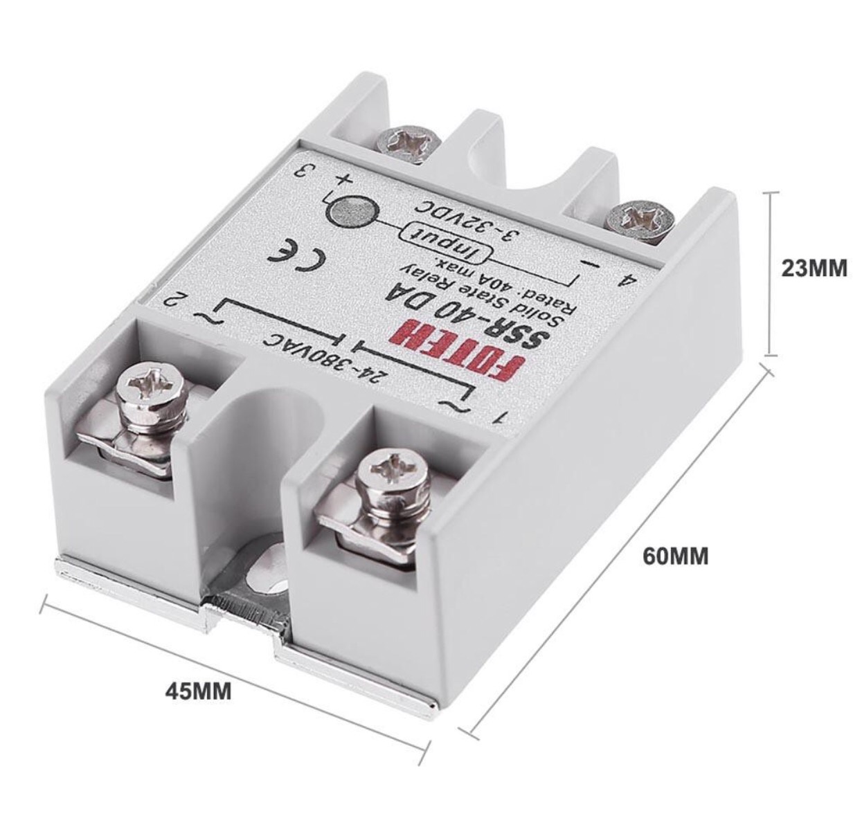 SSR 40 DA โมดูลแปลงไฟควบคุมวงจร AC DC Solid State Relay FOTEK 24-380VAC 40A 3-32VDC