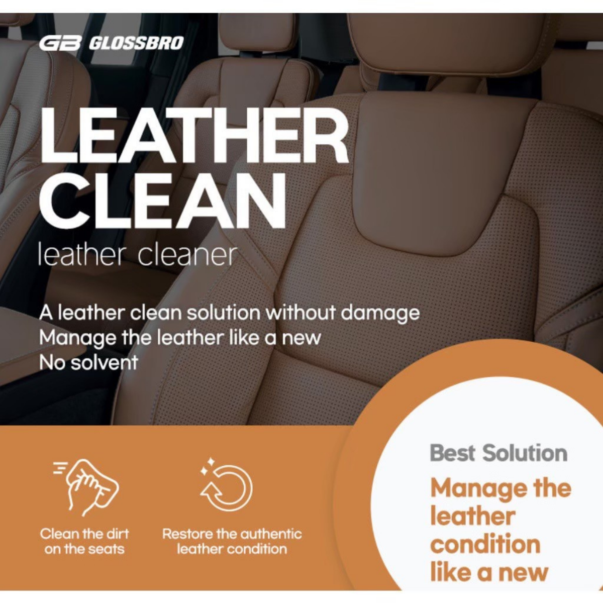 GLOSSBRO Premium Leather Clean, สเปรย์ทำความสะอาดหนังพรีเมียม 500ml