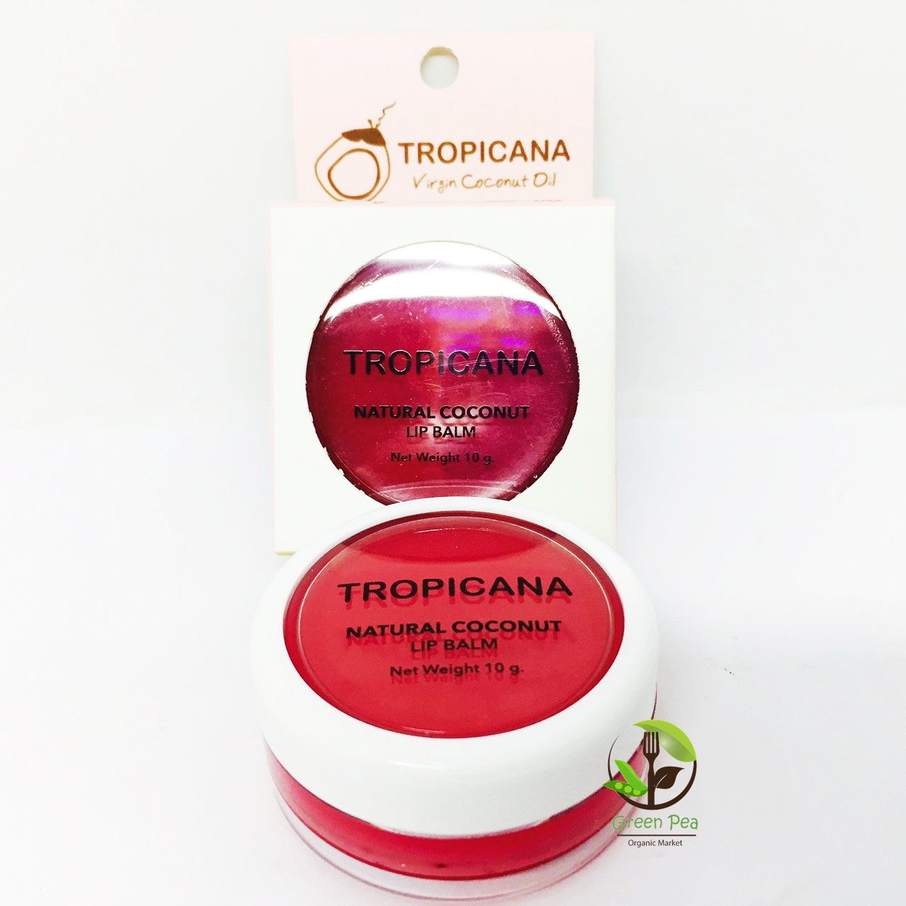NATURAL COCONUT LIP BALM 10 G.NON-PARABEN ลิปบาล์มน้ำมันมะพร้าว Tropicana