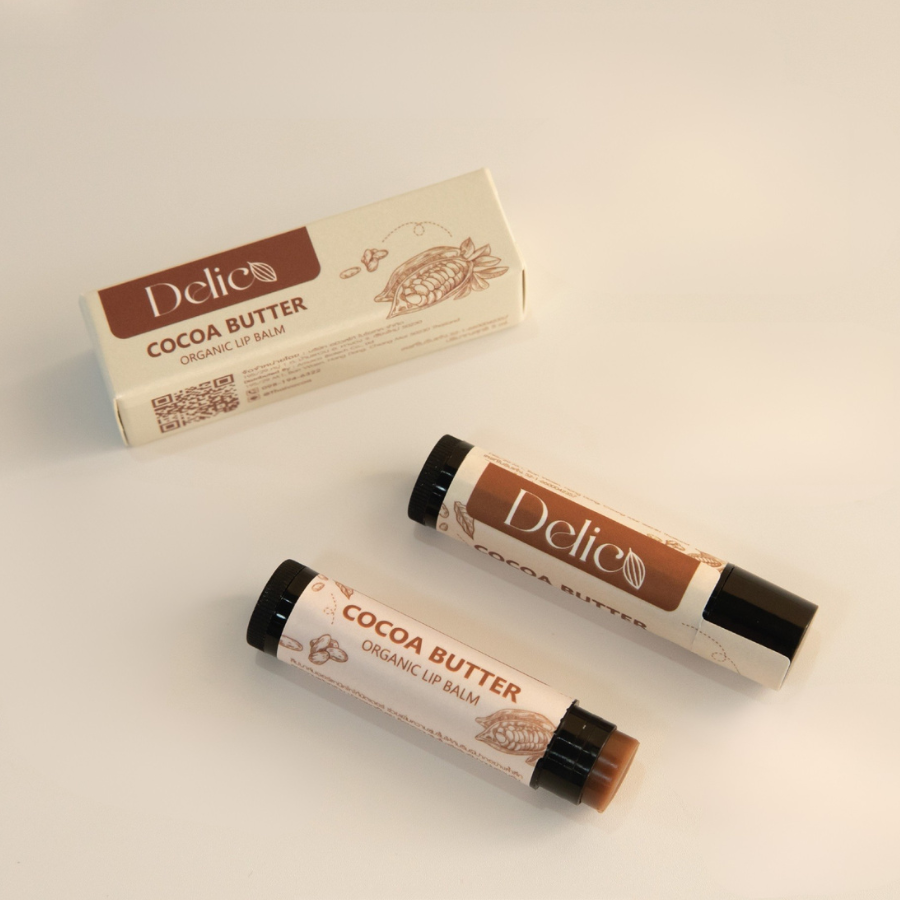Delico Cocoa Butter Lip Balm ลิปบาล์ม โกโก้ บัตเตอร์ 5 ml. กลิ่นหอม ชุ่มชื้น เดลิโก้
