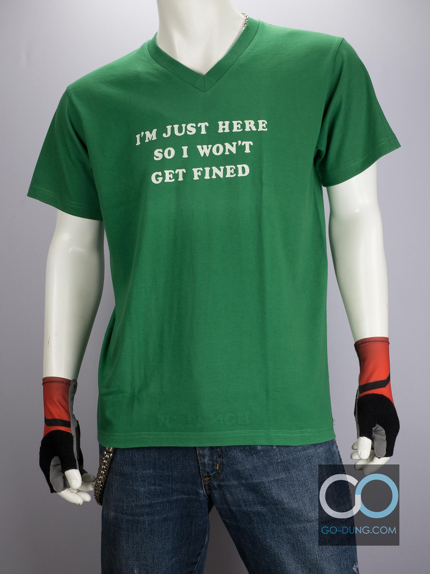 เสื้อยืดผ้าบาง 21 PRO USA : I'm Just Here So I Won't Get Fined ผ้าผสมโพลี 60/40