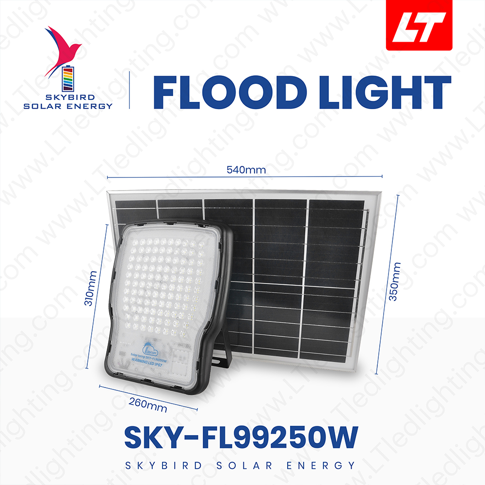 SKYBIRD ฟลัดไลท์โซล่าเซลล์ 250W-400W รุ่นSKY-FL99 daylight/warmwhite โซล่าเซลล์ floodlight