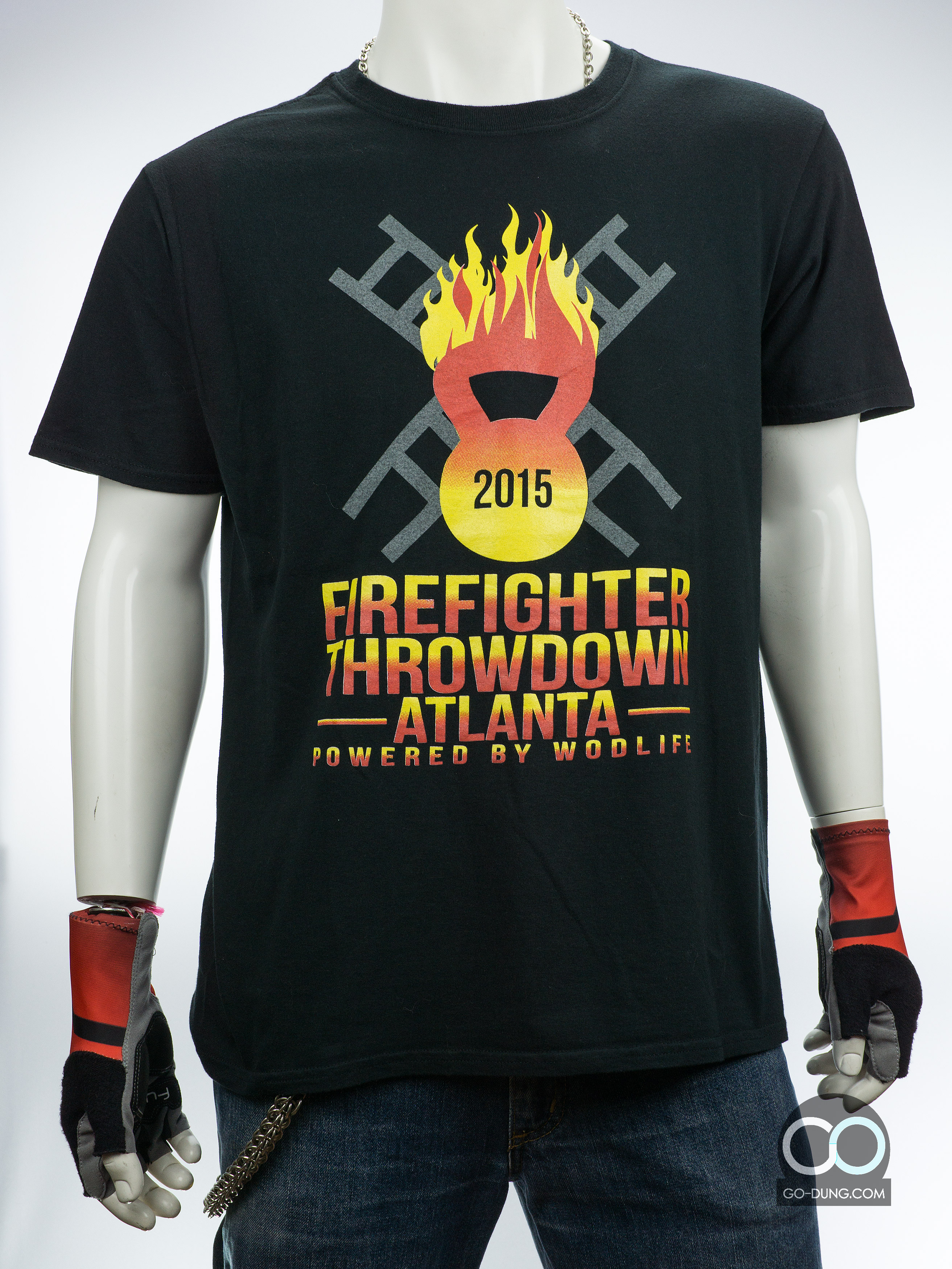 เสื้อยืดมือสอง GILDAN : FIRE FIGHTER THROW DOWN ATLANTA ผ้า 100 คอตตอน