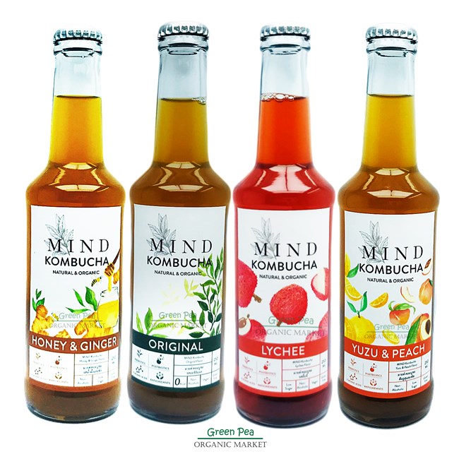 Mind Organic Kombucha, มายด์ คอมบูชะ ,คอมบูชะต้นตำรับ 5 รสชาติ , 250 มล. มีอย.