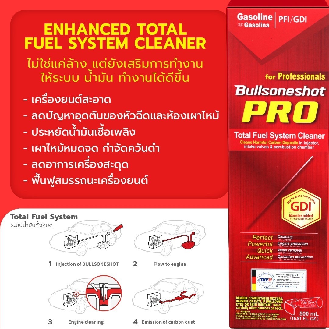 Bullsone shot Pro น้ำมันล่างหัวฉีด (เบนซิน)