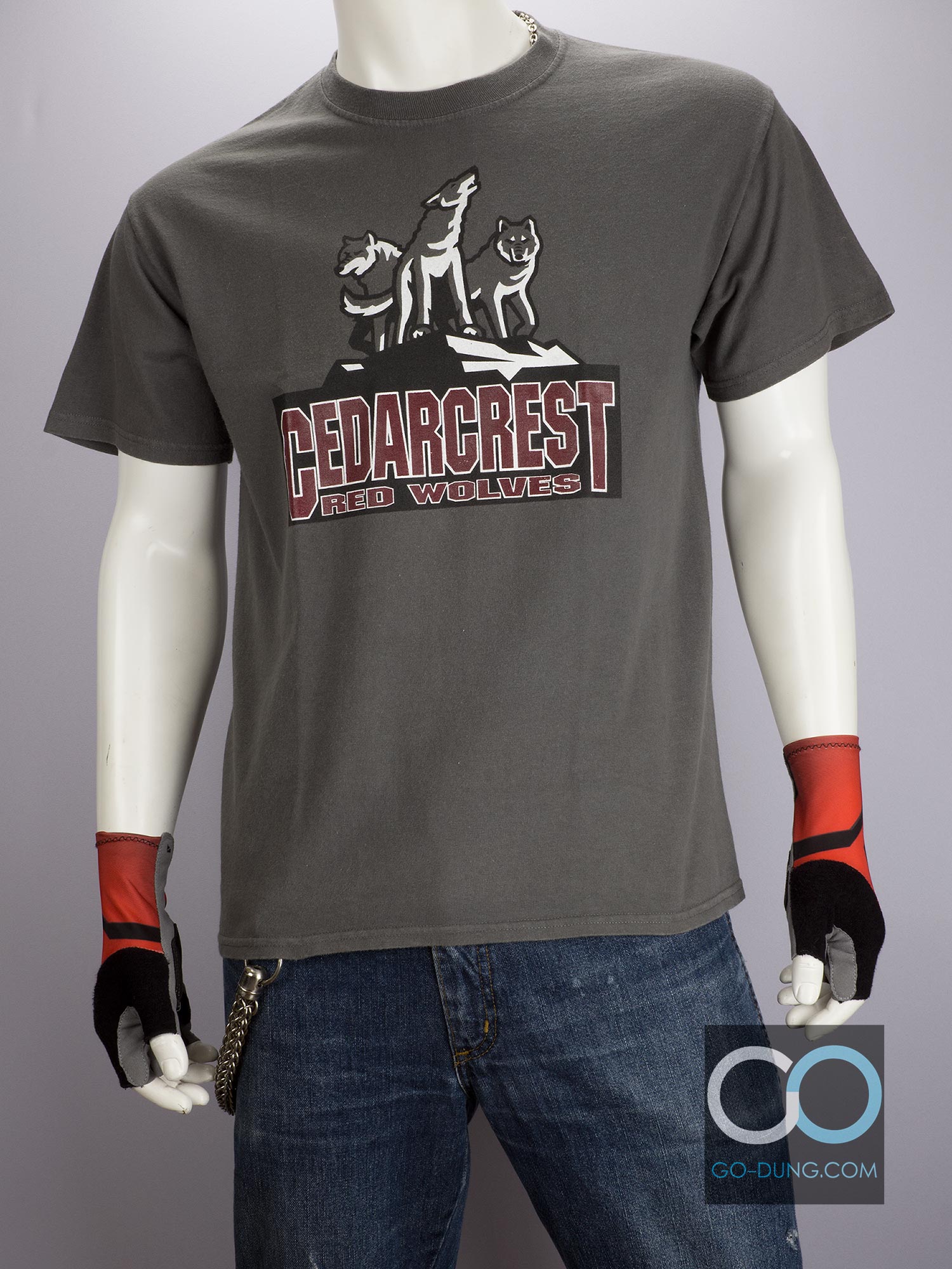 เสื้อยืดบาสเกตบอล มือสอง CEDAR CREST RED WOLVES ผ้า 100 คอตตอน