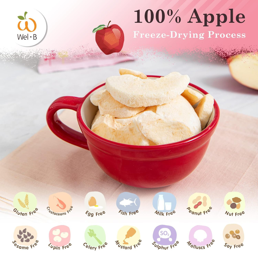 Wel-B Freeze dried Apple ขนาด 12 กรัม แอปเปิ้ล กรอบ ผลไม้กรอบ ผลไม้ฟรีซดราย ขนมเพื่อสุขภาพ ฮาลาล เวลบี