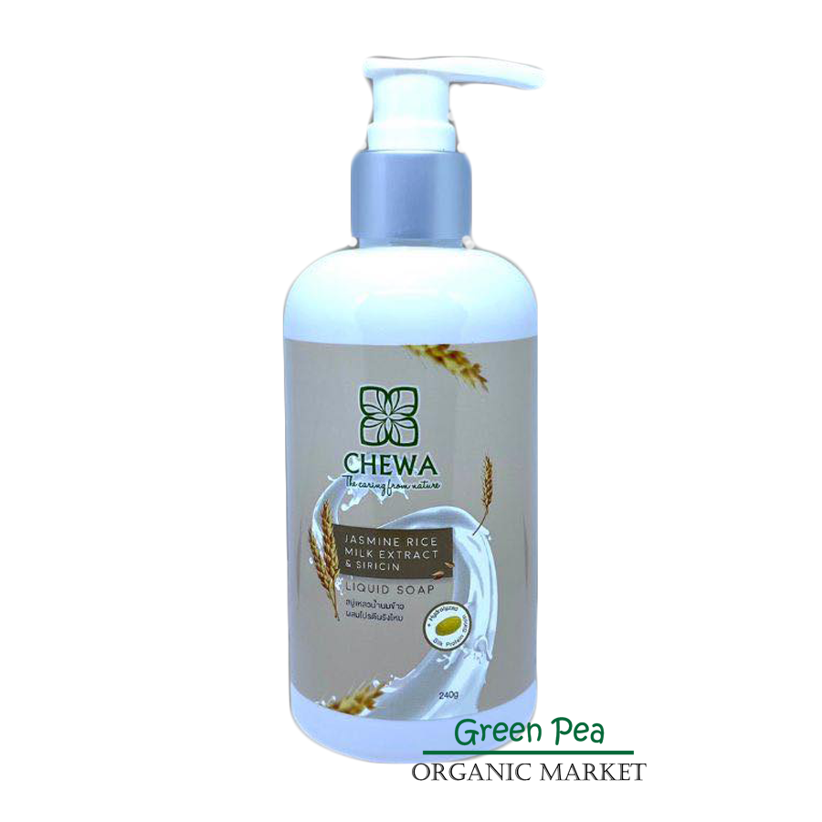 Chewa สบู่เหลว ขนาด 240g. น้ำนมข้าว ผสมโปรตีนรังไหม บำรุงผิวให้นุ่ม ชุ่มชื่น ไม่แห้งตึง