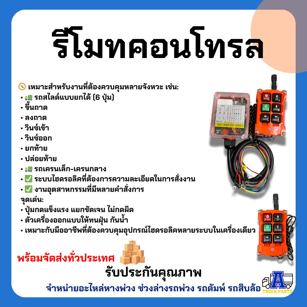 รีโมทคอนโทรล รีโมทไร้สาย F21-4S รุ่น 4 ปุ่ม (DC12-24V) ตัวเลือก 24VDC,440VAC
