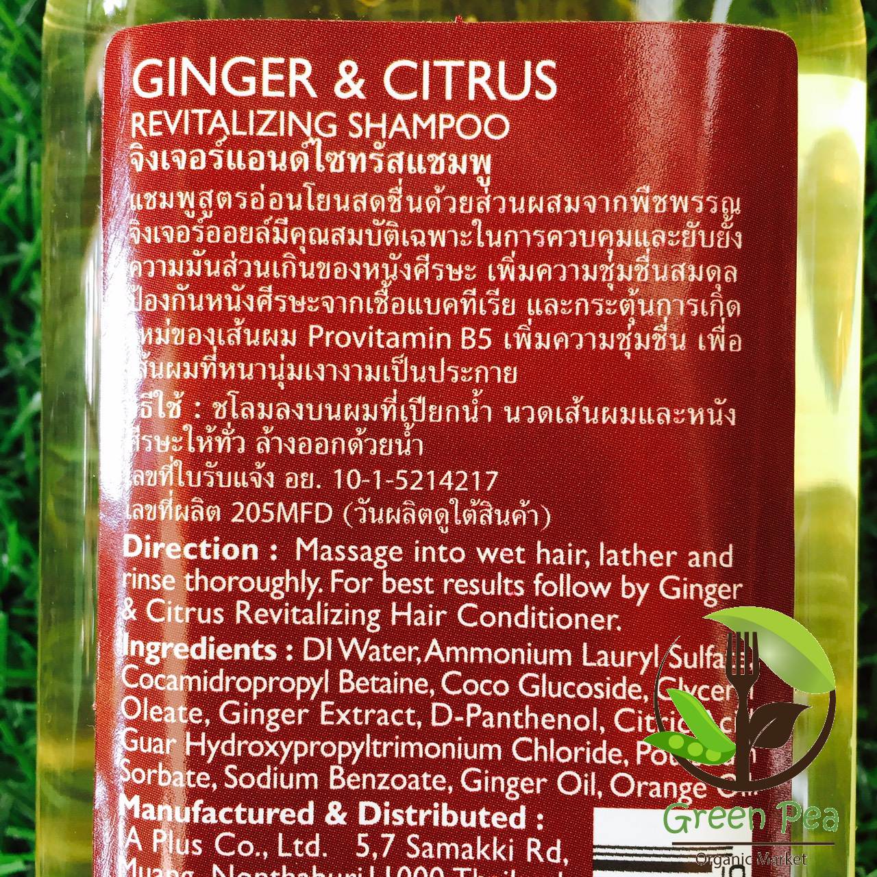 แชมพูจิงเจอร์ & ไซทรัส "bynature" Ginger & Citrus Revitalizing Shampoo 300ml. สูตรสำหรับผมมัน