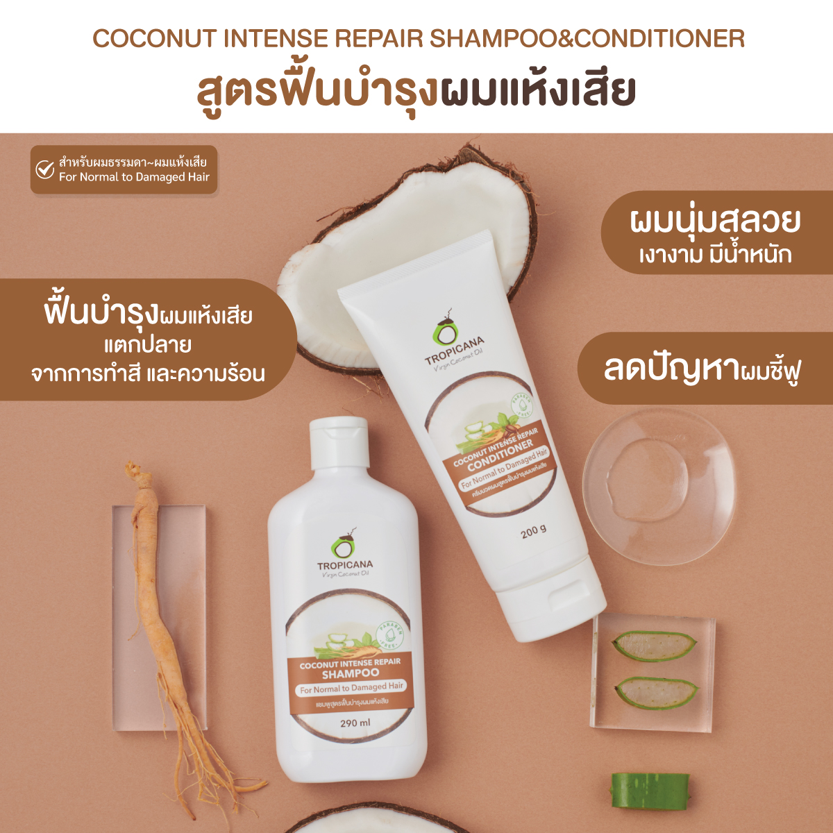 Tropicana ครีมนวด สูตร ฟื้นบำรุง ผมแห้งเสีย 200 ml. CONDITIONER FOR DAMAGED HAIR