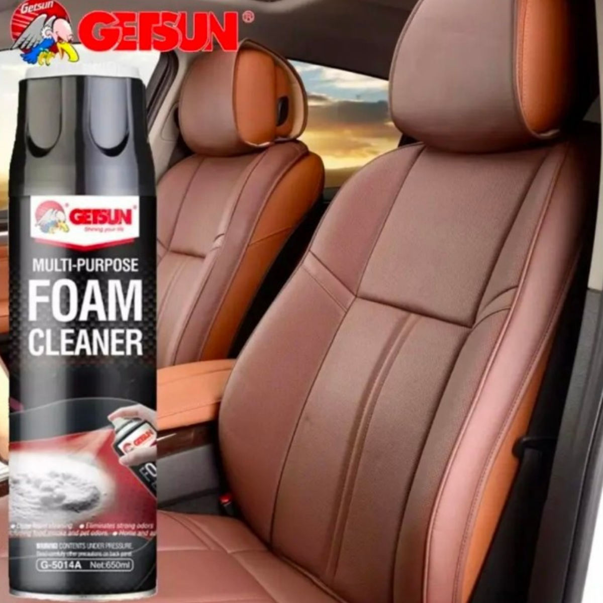 (2 แถม 2 ) GETSUN Foam Cleaner ผลิตภัณฑ์ทำความสะอาดรถยนตร์อเนกประสงค์ 2 กระป๋อง พร้อมผ้าไมโคร 2 ผืน