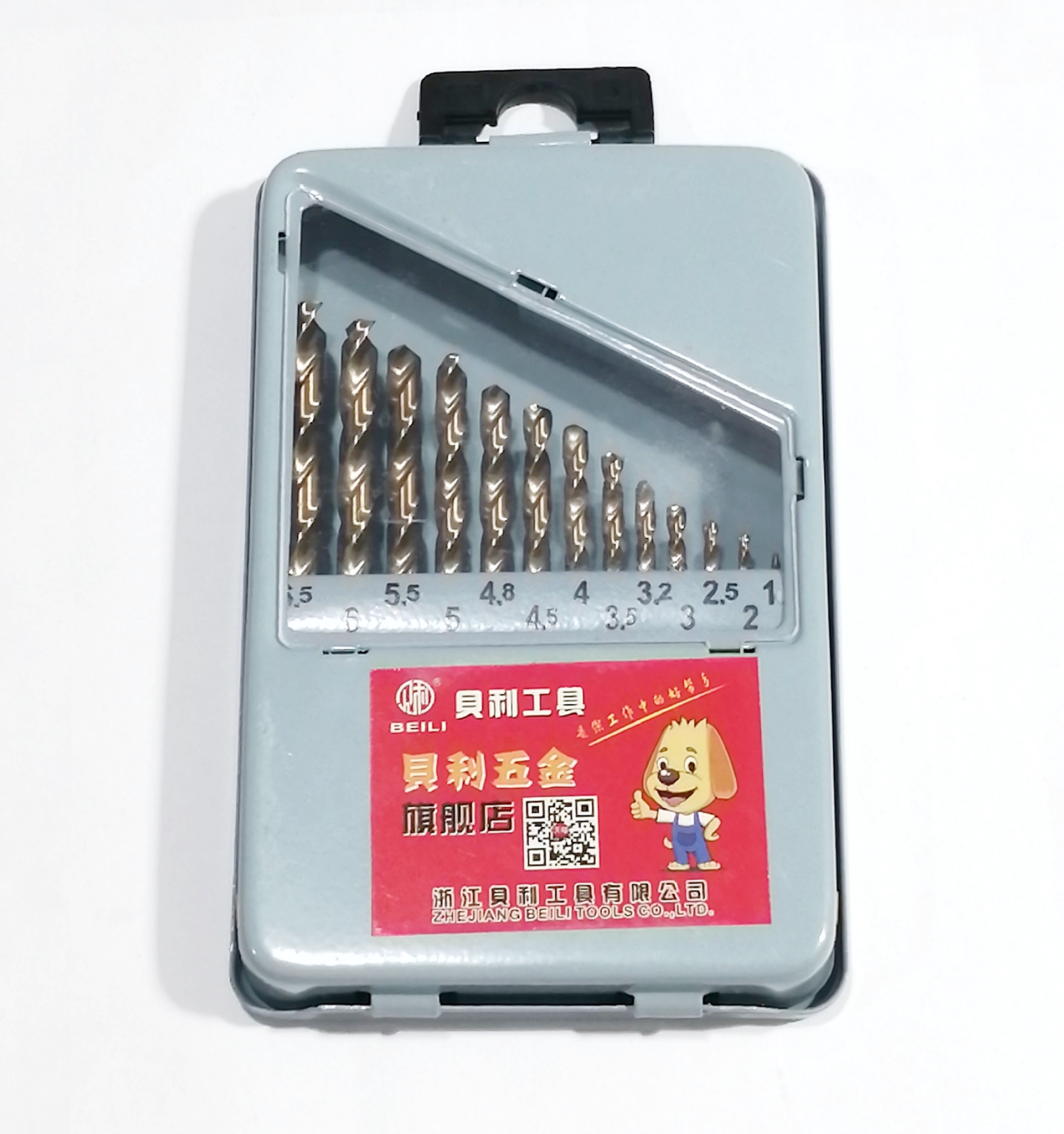 OPP BEILI ชุดดอกสว่านโคบอลต์ HSS Co5 M35 จำนวน 13 ดอก 1.5-6.5 mm. ในกล่องเหล็ก สำหรับเจาะสแตนเลส เจาะเหล็ก