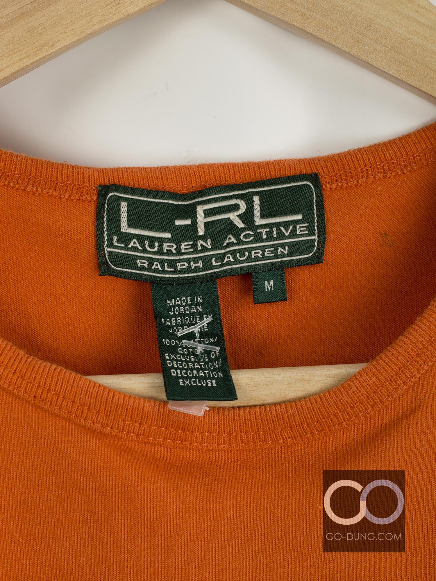 ขาย เสื้อยืดแบรนด์เนมมือสอง ยี่ห้อ RALPH LAUREN ผ้า 100 คอตตอน สีส้ม