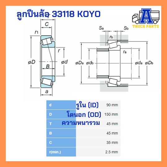 ลูกปืนล้อ KOYO, ตลับลูกปืน, ตลับลูกปืนเตเปอร์, TAPERED ROLLER BEARING 32215, 32216, 32217, 32218, 32219, 218248/10, 33118, 33213, 32310, 32313