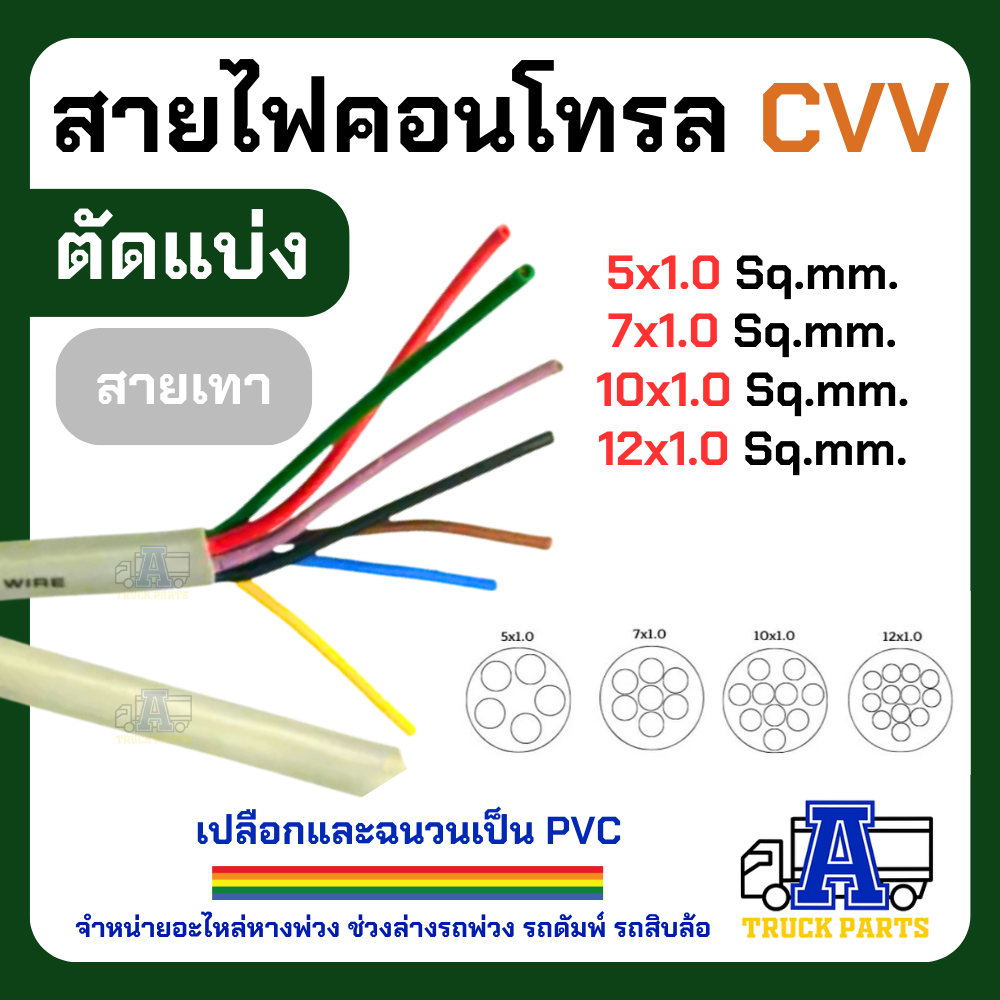 สายไฟทองแดงเต็ม 5Cx1.0 7Cx1.0 10Cx1.0 12Cx1.0(ตัดแบ่ง) สายไฟคอนโทรล สายมัลติคอร์ AV/DC