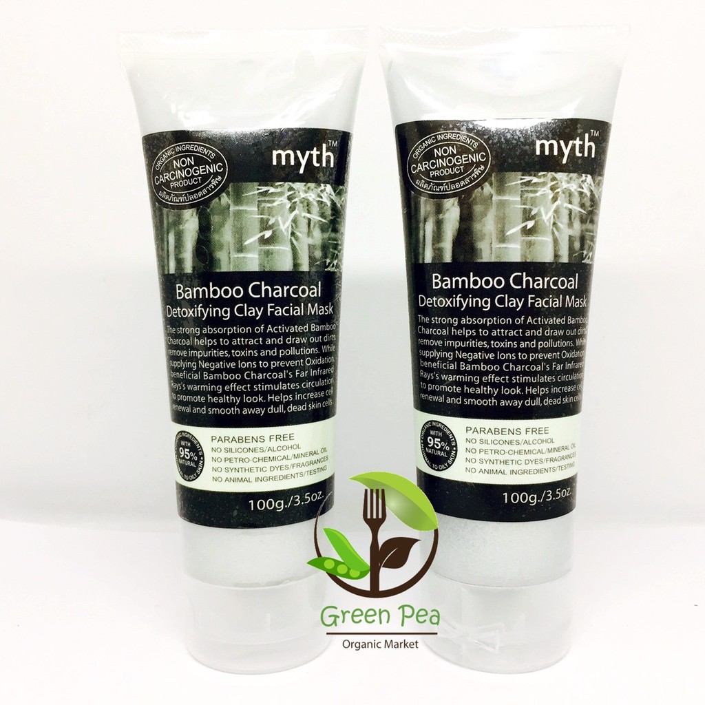 Myth มาส์กหน้าถ่านไม้ไผ่ 100g. Bamboo Charcoal Detoxifying Facial Mask NO SILICONES/ALCOHOL NO PETRO-CHEMICAL/MINERAL
