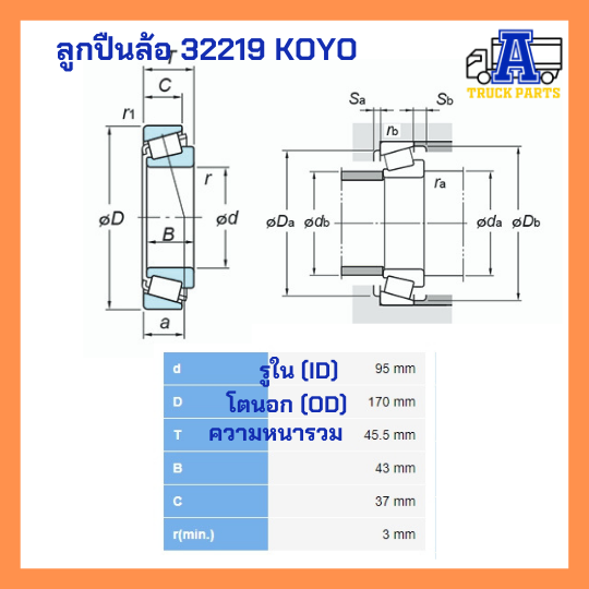 ลูกปืนล้อ KOYO, ตลับลูกปืน, ตลับลูกปืนเตเปอร์, TAPERED ROLLER BEARING 32215, 32216, 32217, 32218, 32219, 218248/10, 33118, 33213, 32310, 32313