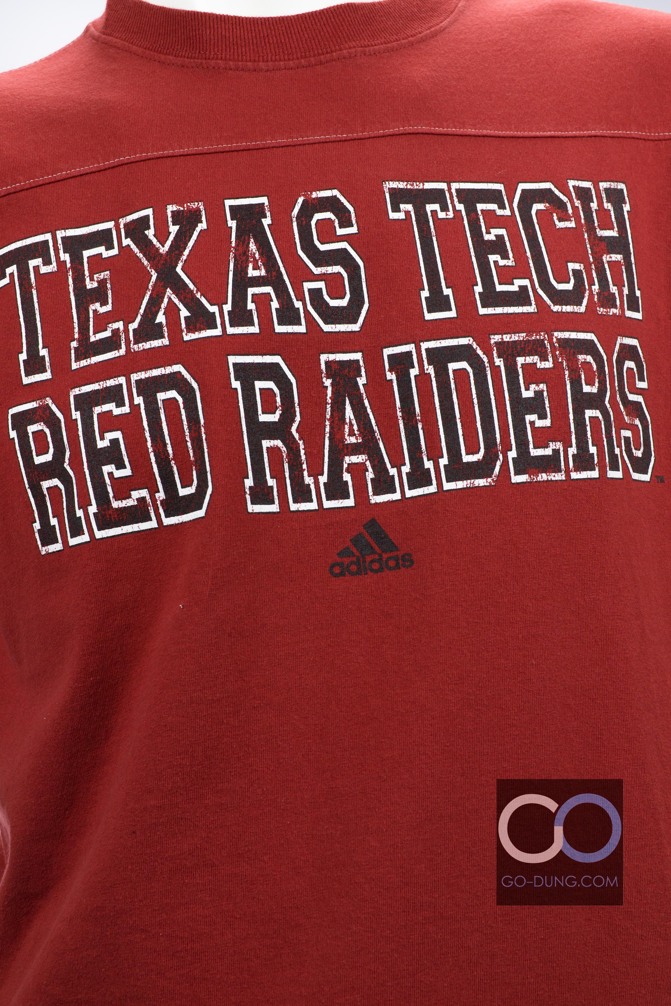 เสื้อยืดแบรนด์เนม USA มือสอง ADIDAS : TEXAS TECH RED RAIDERS ผ้า 100 คอตตอน