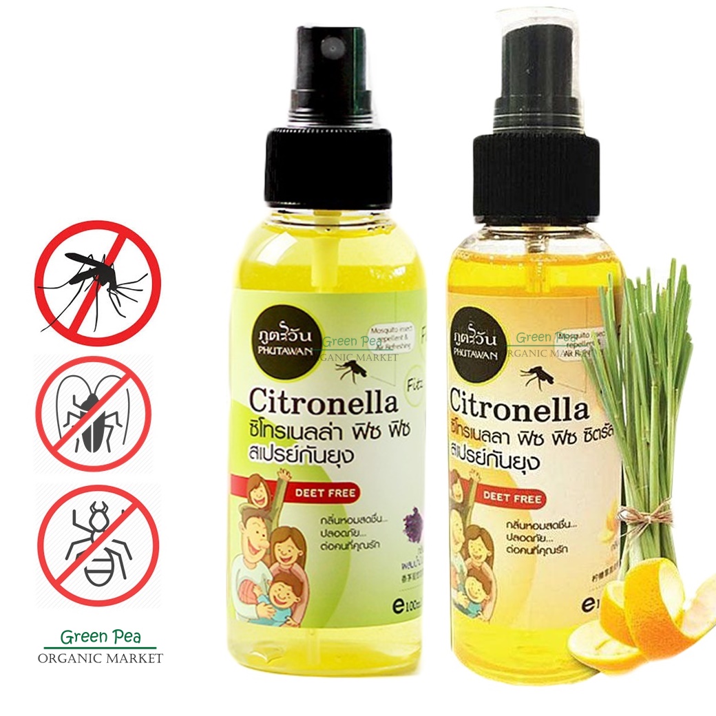 ภูตะวัน สเปรย์กันยุง Citronella Fitz Fitz กลิ่นตะไคร้หอม 100 ml. สูตร ธรรมชาติ Phutawan