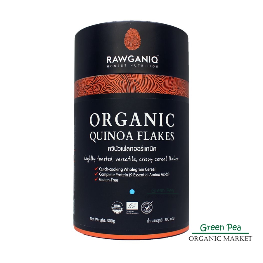 RAWGANIQ Organic Quinoa Flakes (USDA, EU certified) ควินัวเฟลก พร้อมทาน ออร์แกนิคแท้ ขนาด 300กรัม