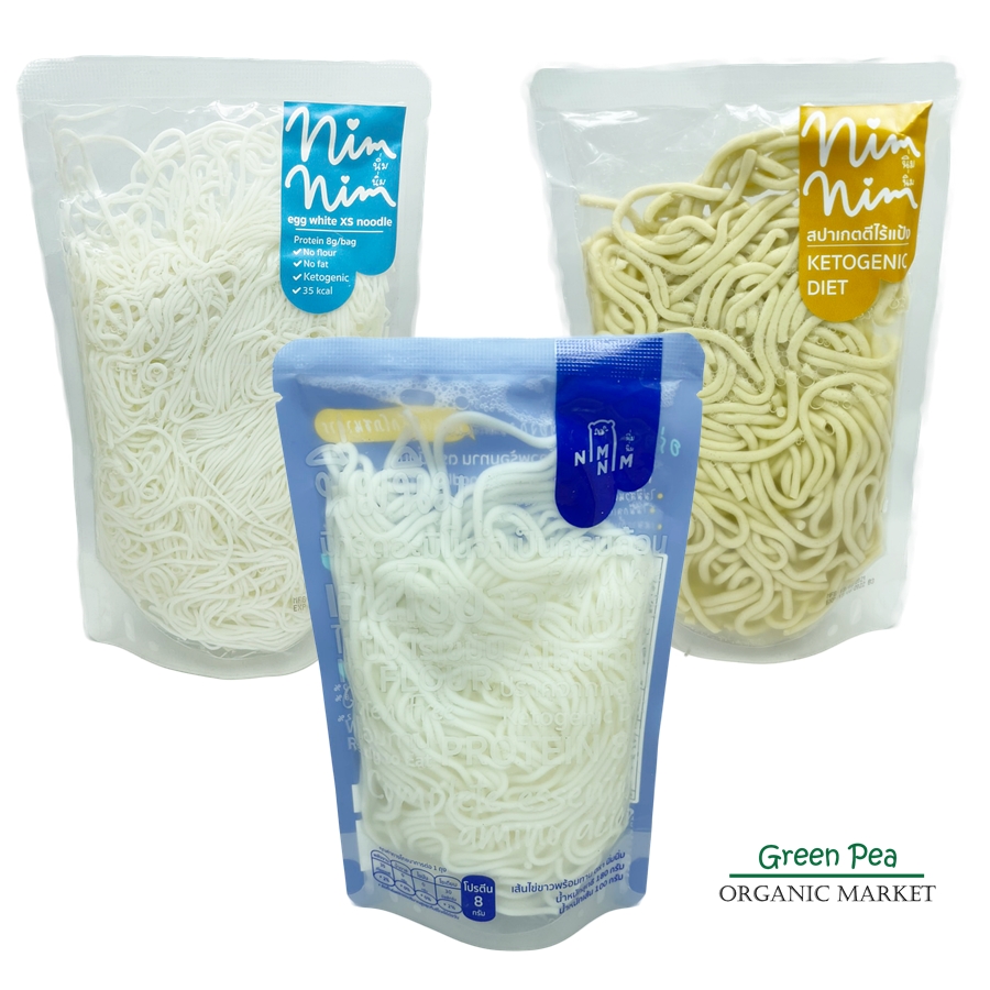 Nim nim เส้นไข่ขาว เส้นหมี่ไข่ขาว KETO (น้ำหนักเส้น 100g.) มี 3 แบบ เส้นพร้อมทาน