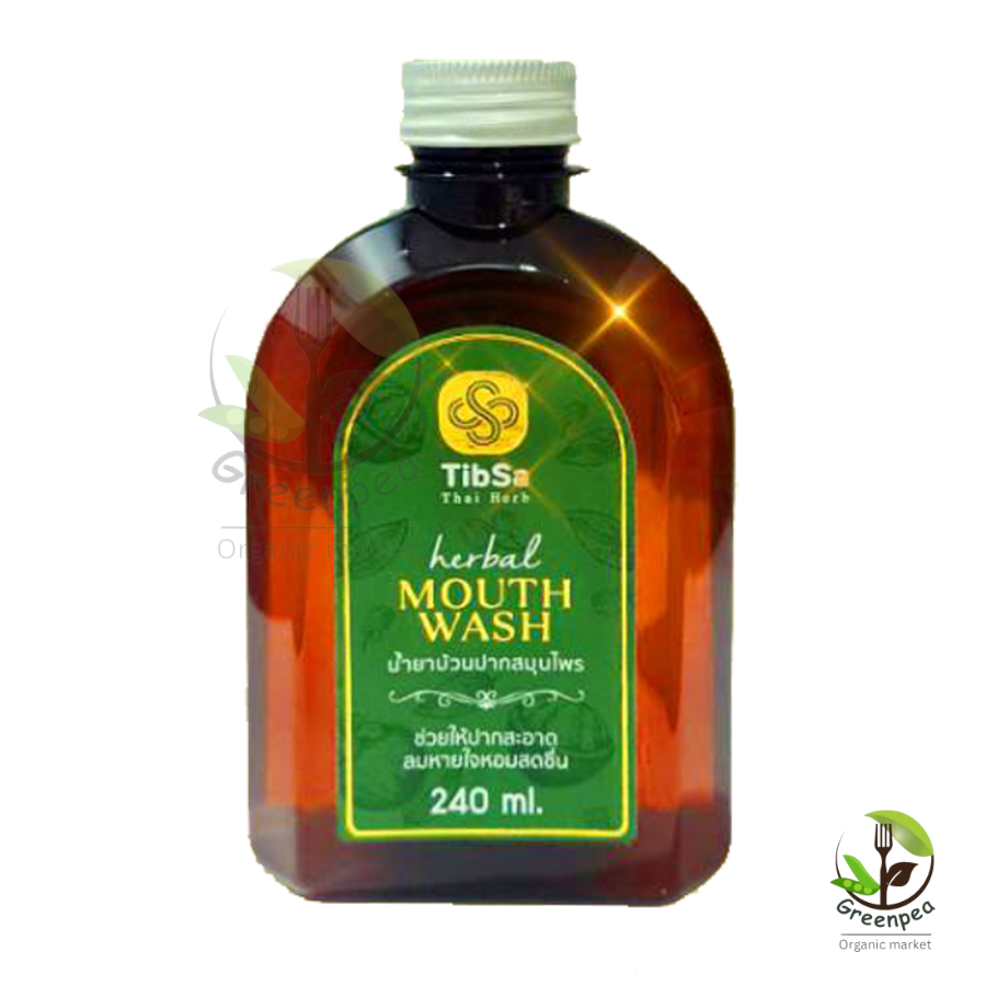 Tibsa น้ำยาบ้วนปาก สมุนไพร ขนาด 240 ml. Thai Herd Herbal Mouthwash ลมหายใจสดชื่น รสชาติอ่อนโยน ปราศจากแอลกอฮอล์