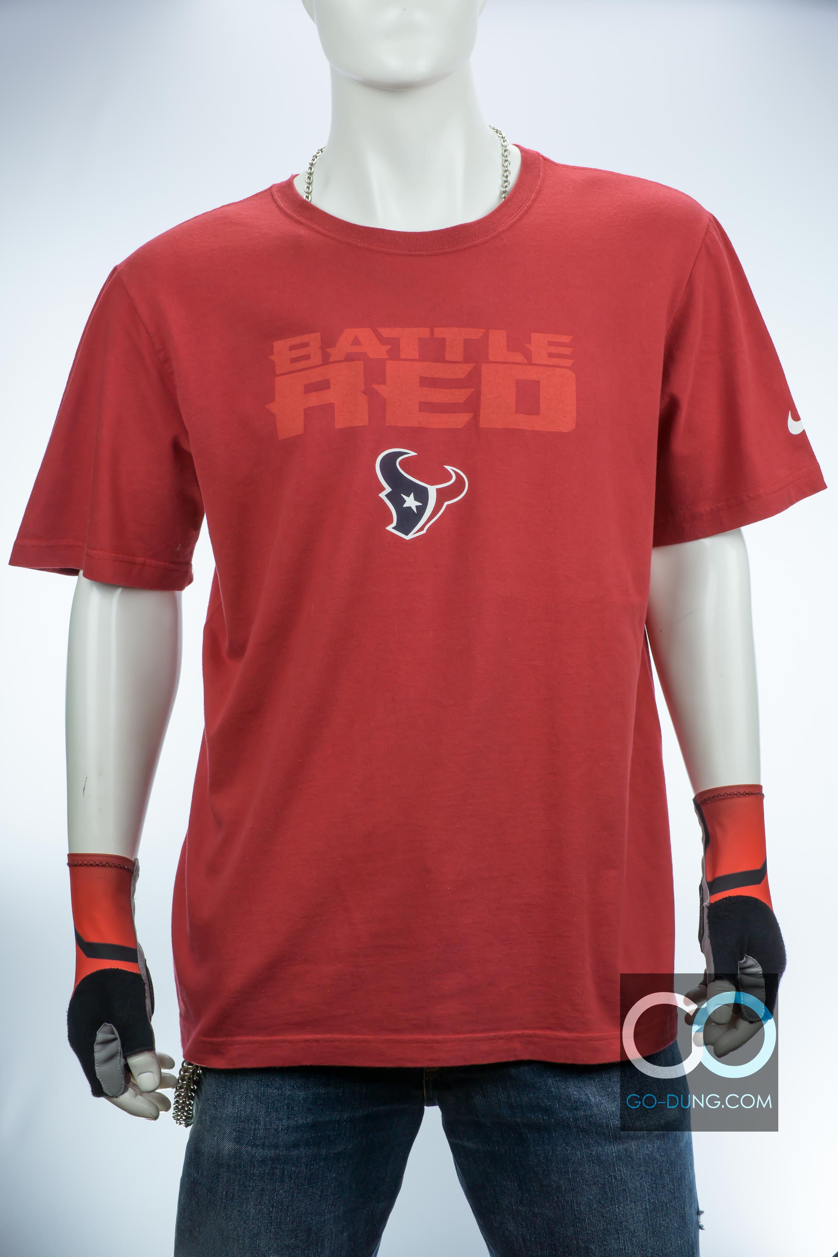 เสื้อยืดอเมริกันฟุตบอล มือสอง NIKE : HOUSTON TEXANS BATTLE RED ผ้า 100 คอตตอน