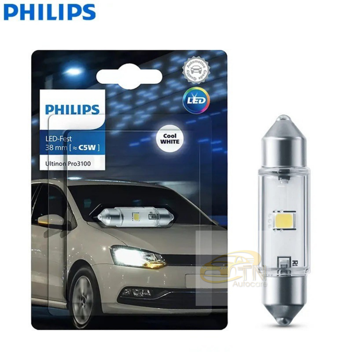 หลอดไฟภายในรถยนต์ PHILIPS Festoon Ultinon pro3000 LED 6000K