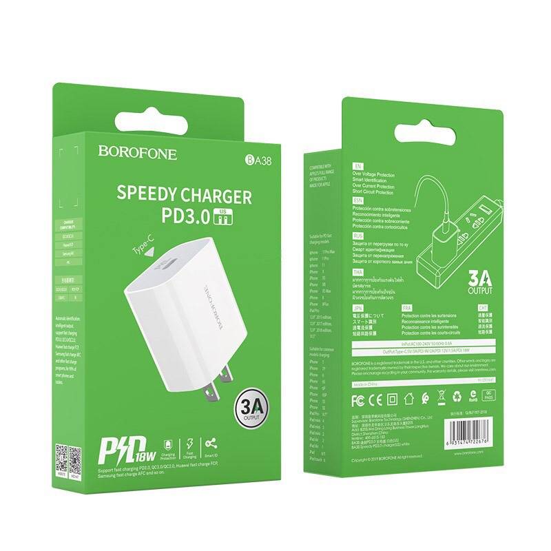 หัวชาร์จ BOROFONE BA38 / 3A 18w