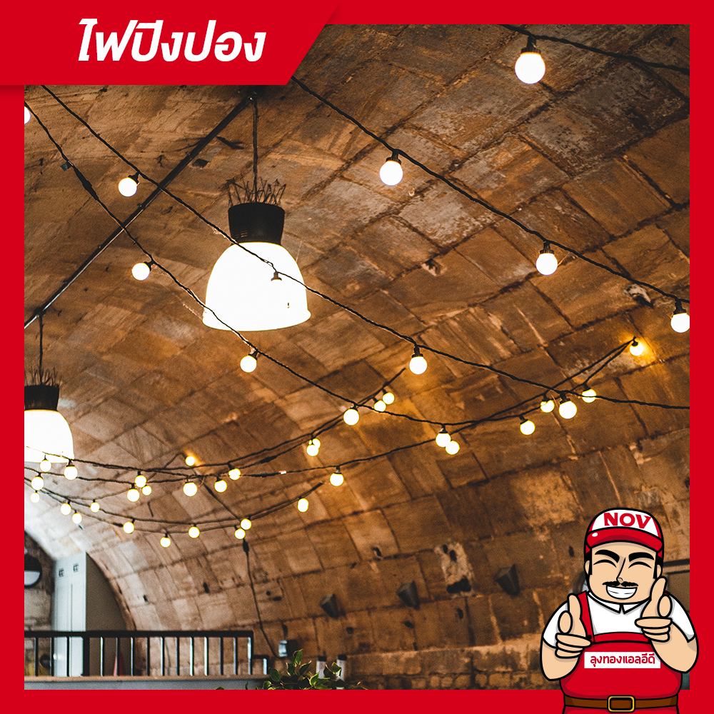 ไฟปิงปอง String Lights ยาว 7.6 เมตร 25 ดวง แสงวอร์ม 220v เสียบไฟบ้านได้เลย ใช้ไฟประดับตกแต่งห้อง ไฟคริสมาส