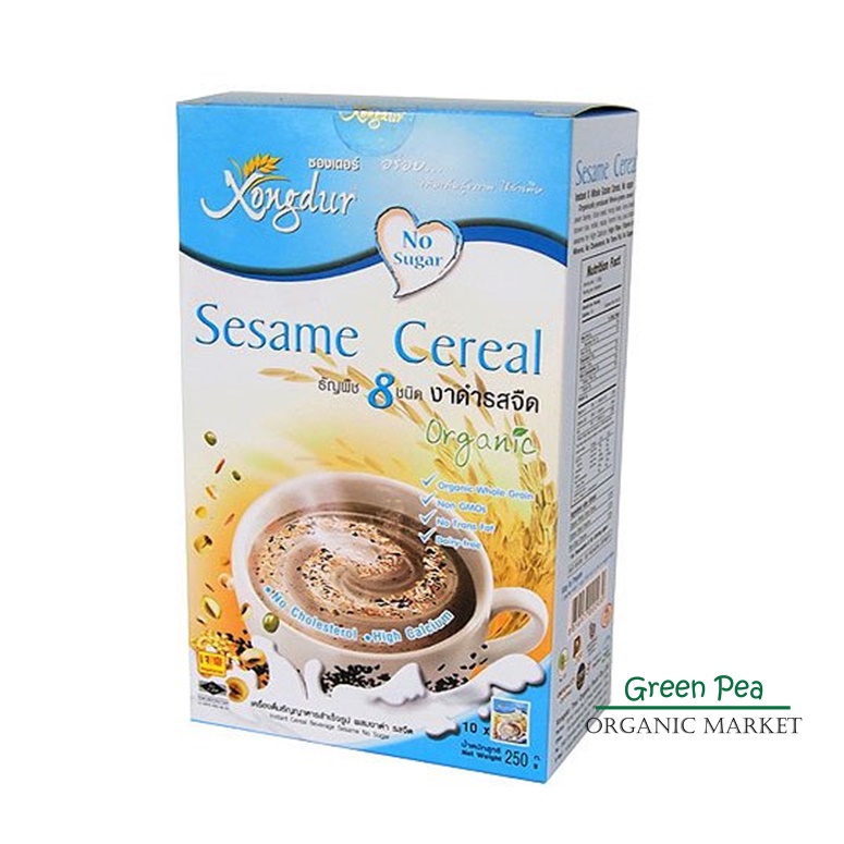 เครื่องดื่มธัญญาหาร ผสมงาดำ สูตรไม่มีน้ำตาล Xongdur (กล่อง 10 ซอง)