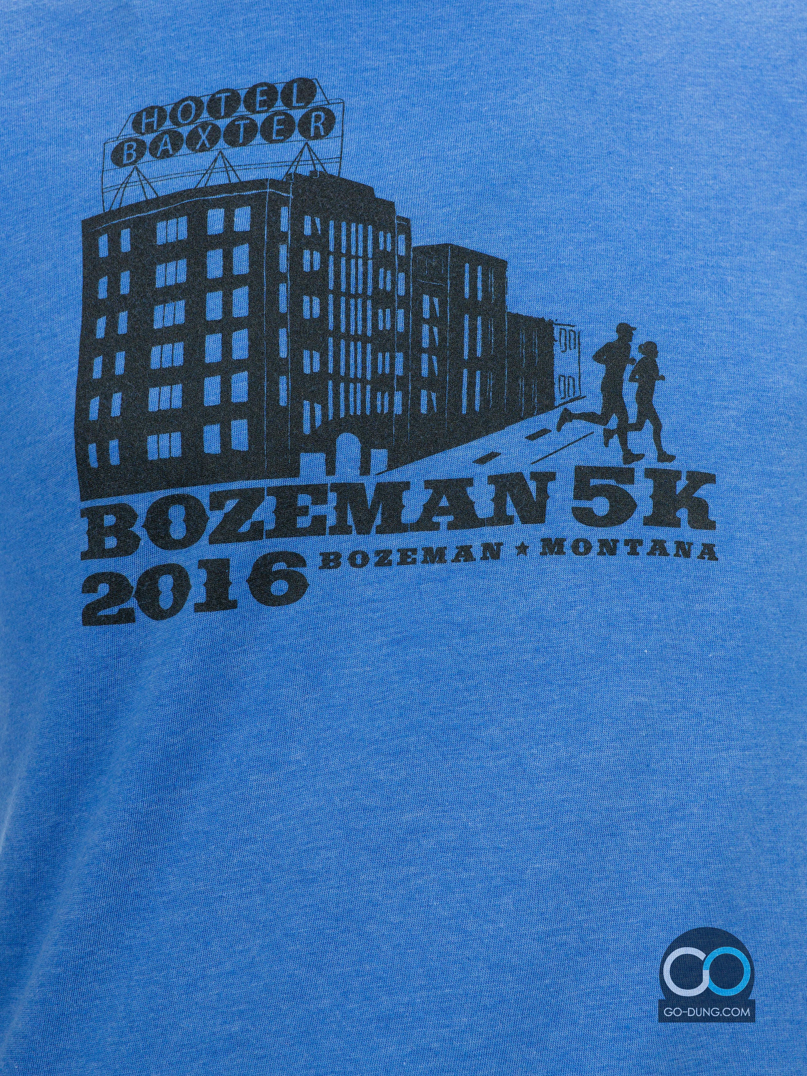 เสื้อยืดมือสอง HOTEL BAXTER BOZEMAN 5K 2016 ผ้า 100 คอตตอน คอเสื้อด้านซ้ายมีรอยคราบสีเหลือง