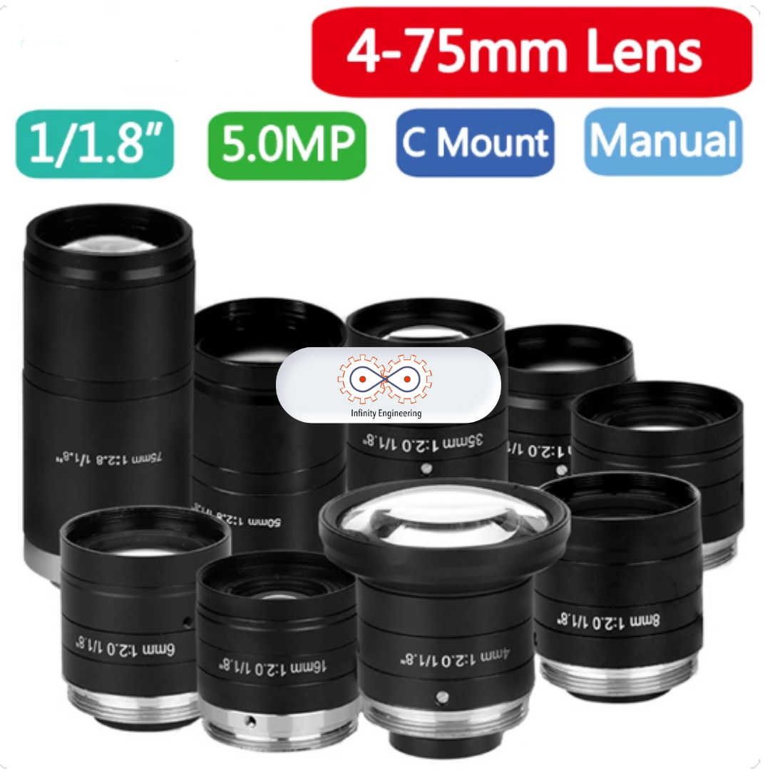 Machine Vision Lens 5MP Focal F2.0 1/1.8Inch C Mount เลนส์