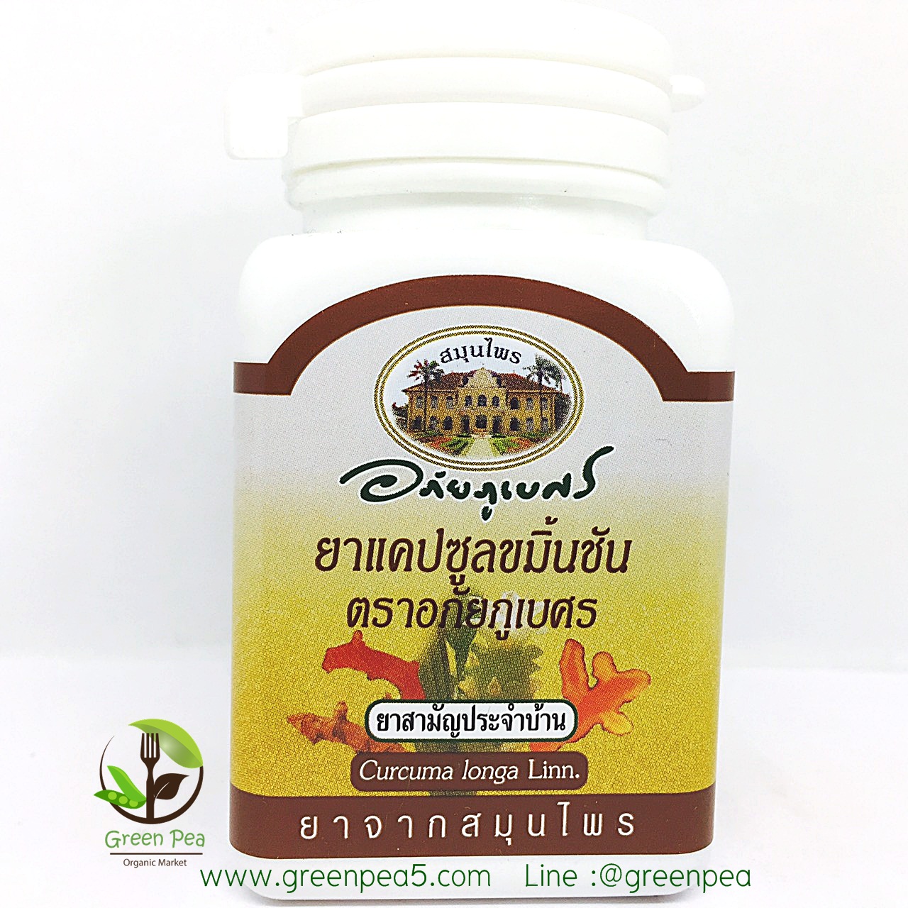 อภัยภูเบศร ขมิ้นชัน 60 แคปซูล รักษาอาการท้องอืด ท้องเฟ้อ แน่น จุก เสียด แก้โรคกระเพาะอาหาร