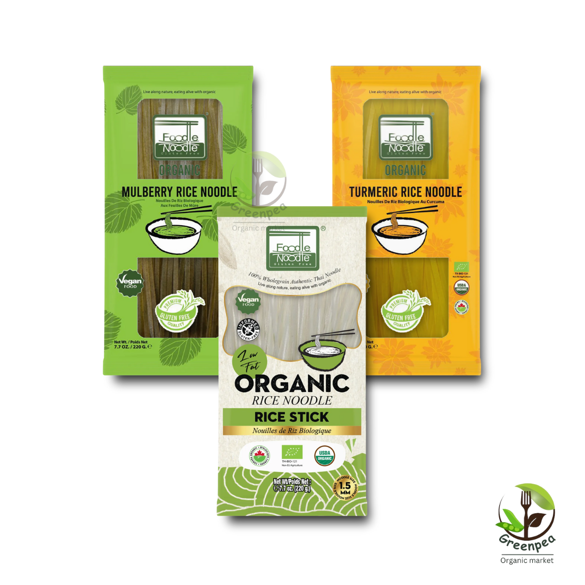 Foodle noodle เส้นก๋วยเตี๋ยว Organic,เส้นข้าวกล้อง ,เส้นไรซ์เบอรี่ Gluten Free