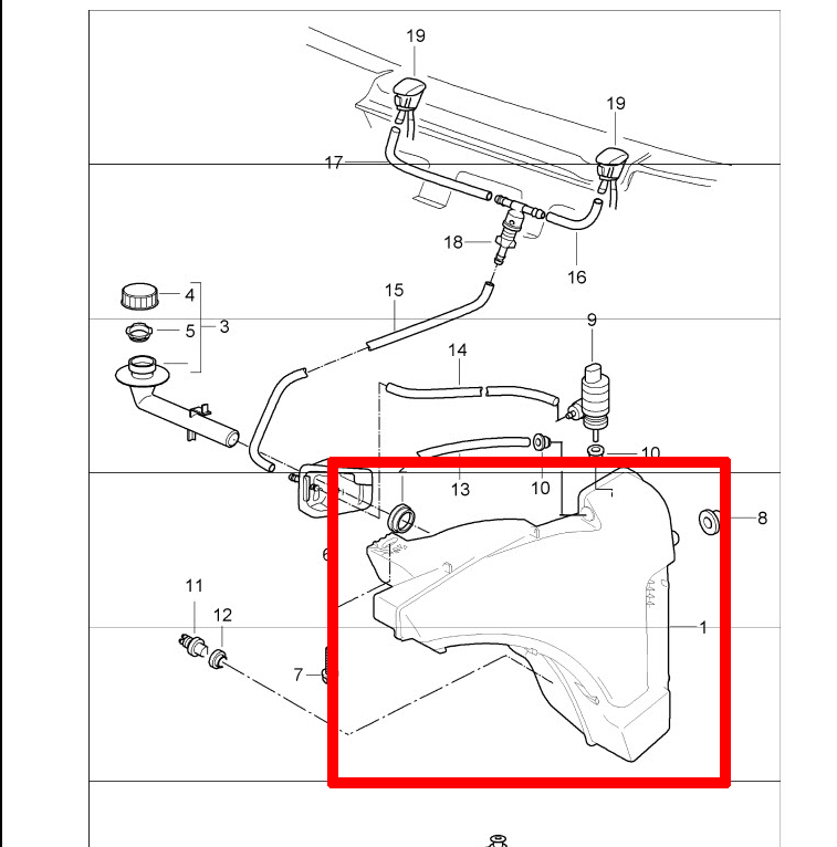 กระป๋องฉีดน้ำล้างกระจก WINDSHIELD WASHER TANK TOYOTA ALTIS 2014 120557 อะไหล่รถยนต์ กระปุกฉีดน้ำฝน 